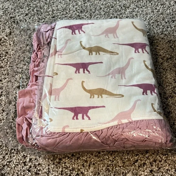 NWT kickee pants ruffle toddler blanket in natural sauropods - Picture 3 of 3